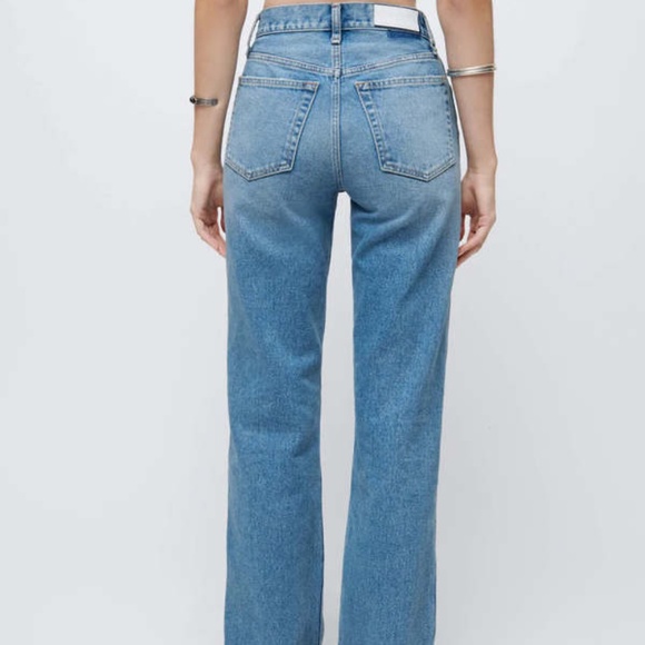 RE/DONE Women’s 90s High Rise Loose Medium Destroyed Blue Jeans Size Small NWT - Picture 9 of 9